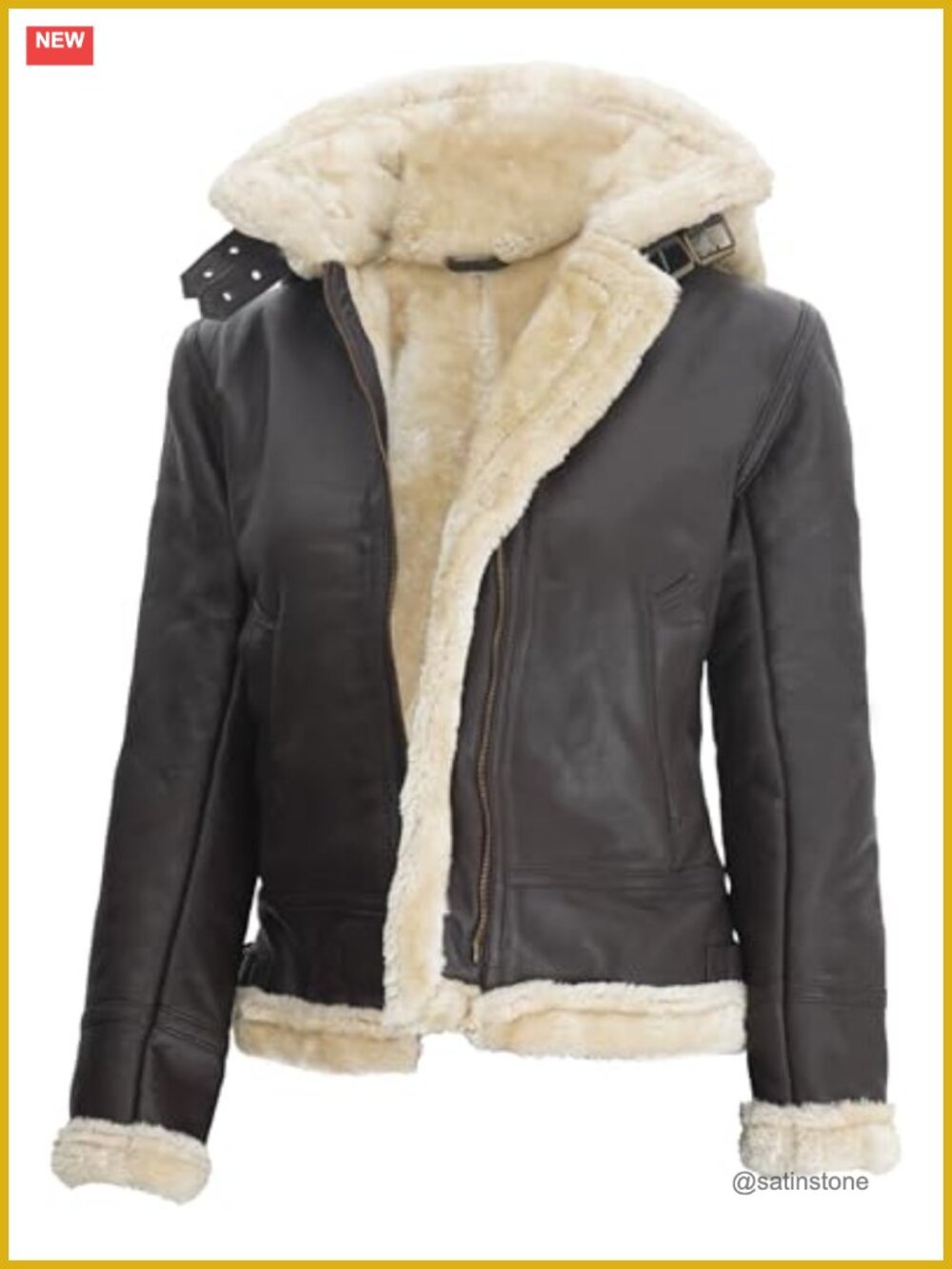 Womens Real Lambskin Shearling Leather Jacket Aviator Coat
